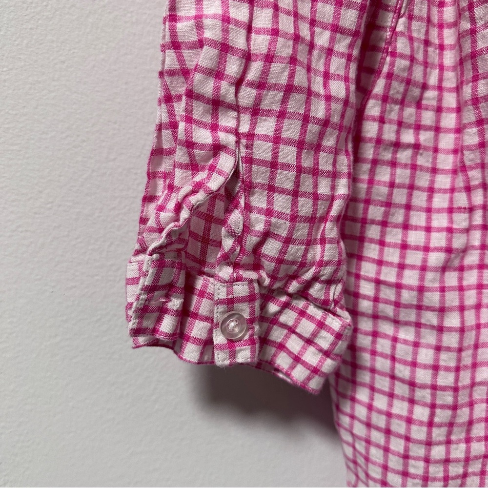 The Company Store Pink White Gingham 100% Linen Collared Tunic - Picture 10 of 16